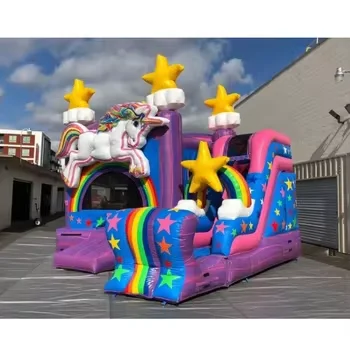 Shining Star Dream Unicorn Inflatable Castle Bouncer with Water Pool for Summer Party