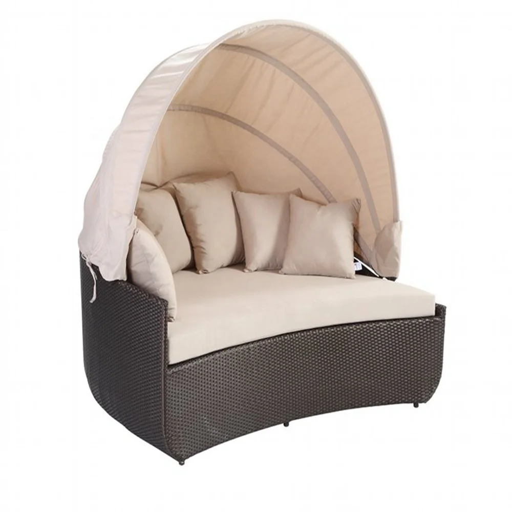 Audu Outdoor Wicker Garden Oval Round Bed