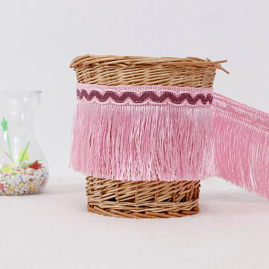 COOMAMUU Tassel Fringe Curtain Braid Lace Tassel Polyester Silk Trim Ribbon Latin Dance Skirt