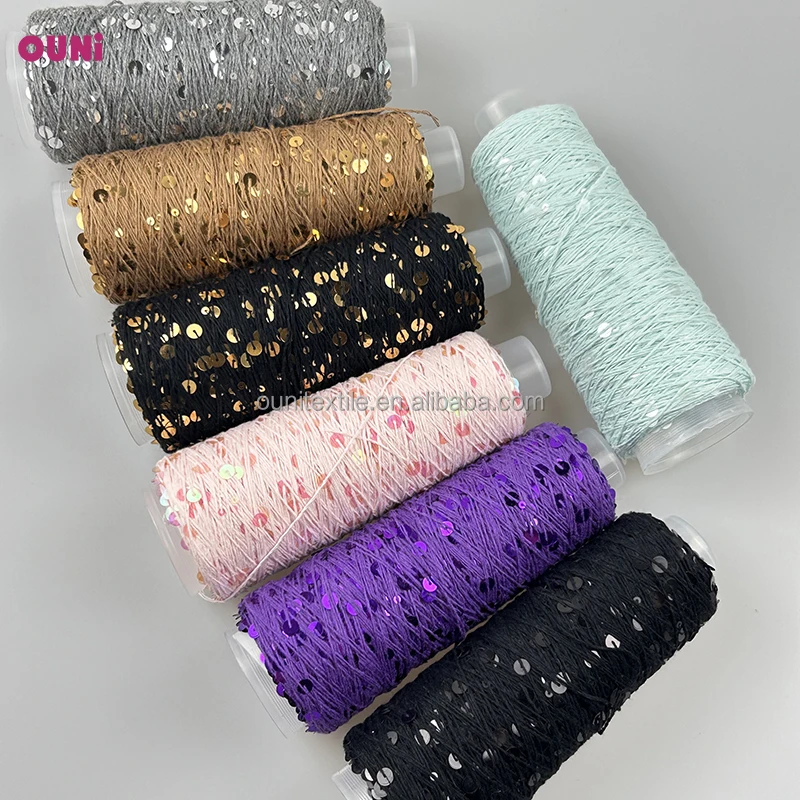 Очень популярная 100% 5 ply 3 + 6 100 грамм пряжа из натурального хлопка с блестками для детской прозрачной вязки мохер зимней шапки