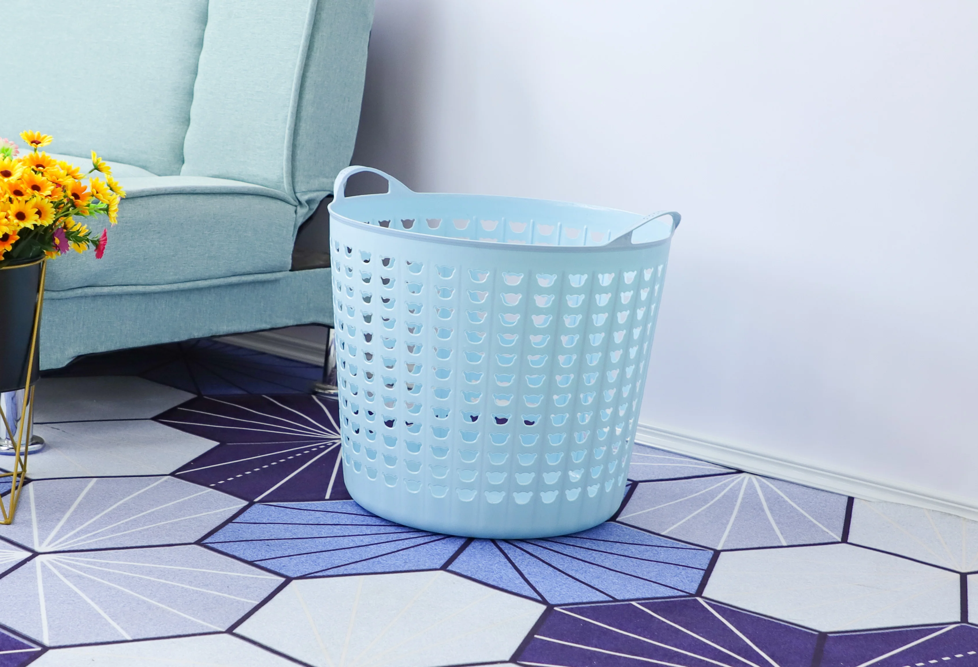 Хит продаж цветная корзина для грязной одежды из полипропилена на заказ пластиковая хранения с ручкой