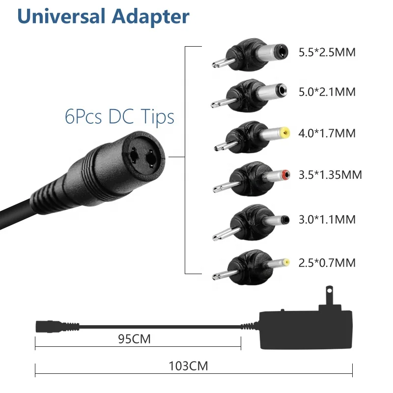 3V 4.5V 5V 6V 7.5V 9V 12V with 5V 2A USB 30W Multi Voltage Tip Adjustable Power Adapter Universal