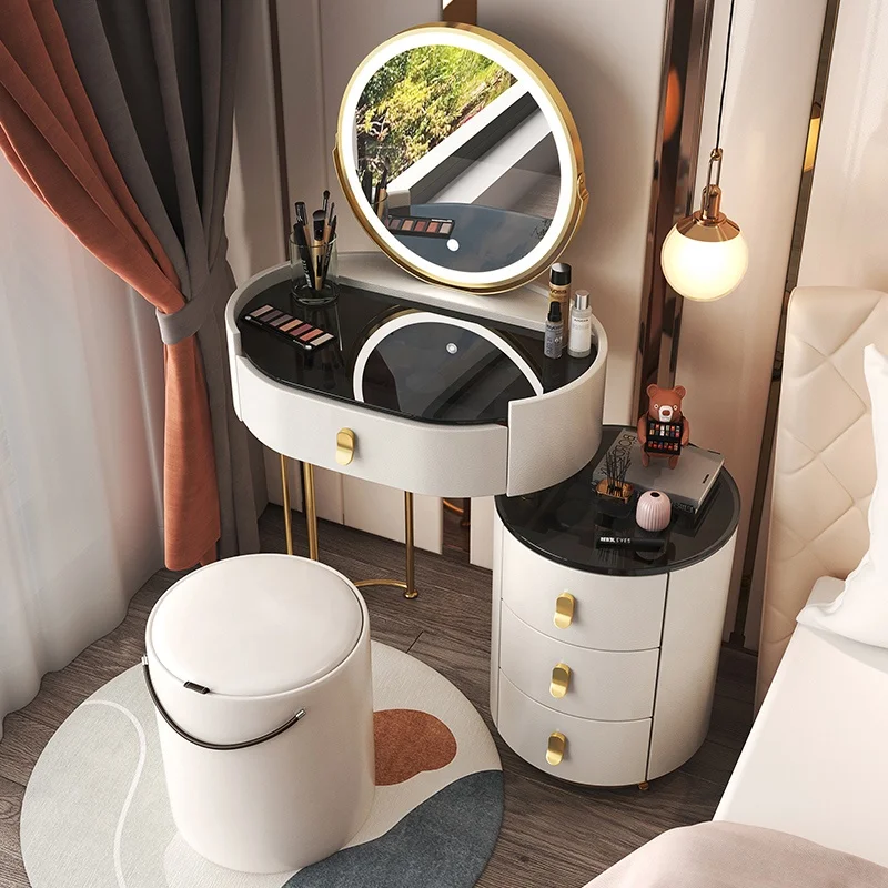 NOVA Wholesale Bedroom Furniture Hot Sale White Color Makeup Mirror Smart Vanity Makeup Table With Led Mirror