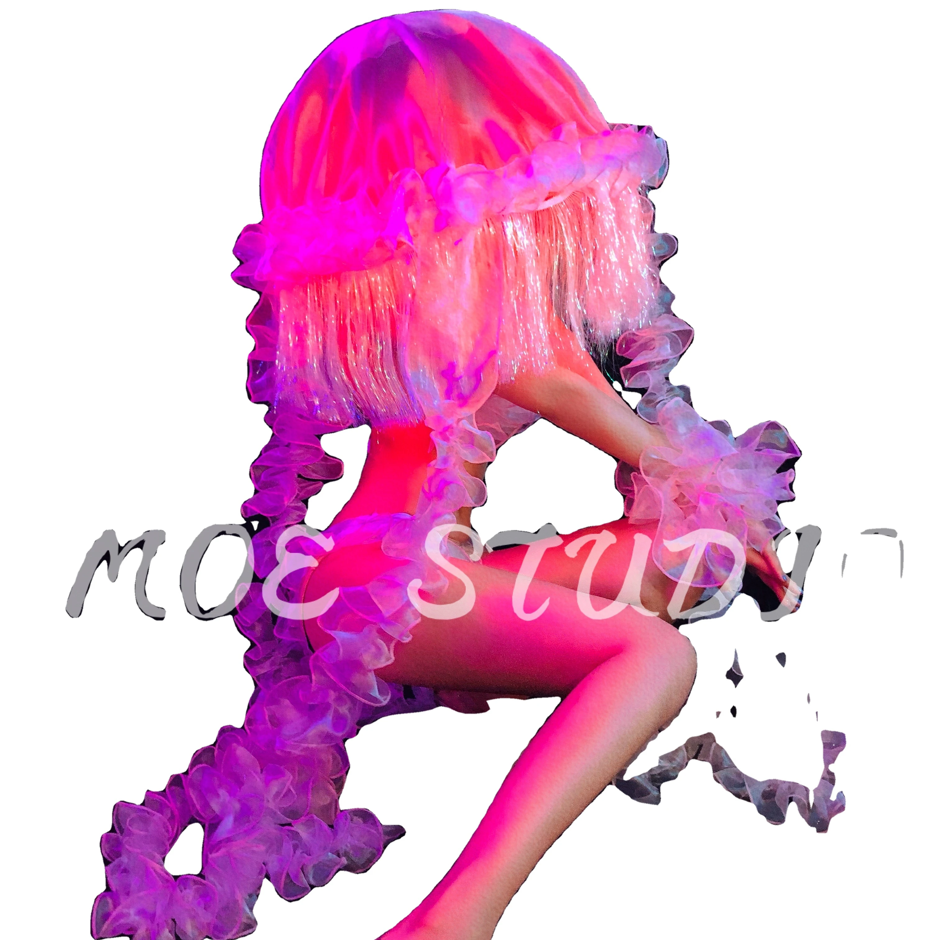 Bar sexy gogo costume ocean series LED luminous colorful jellyfish bikini suit stage show Performance Wear