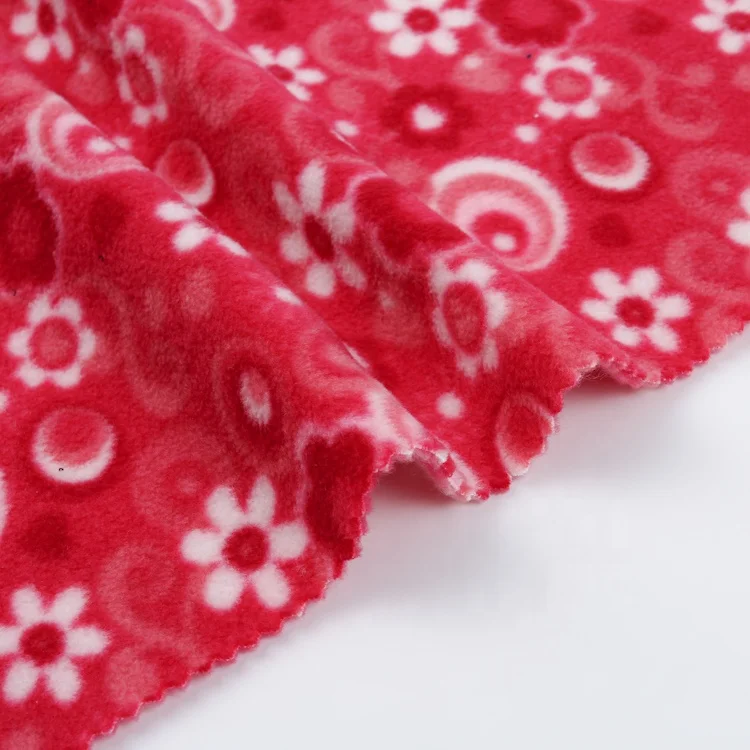 Knit Polyester Polar Fleece Custom Printed Fabric