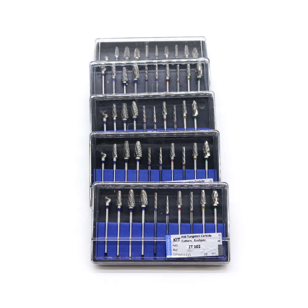 Assorted 10 Pcs Dental Laboratory Tungsten Steel Carbide Burs Kit