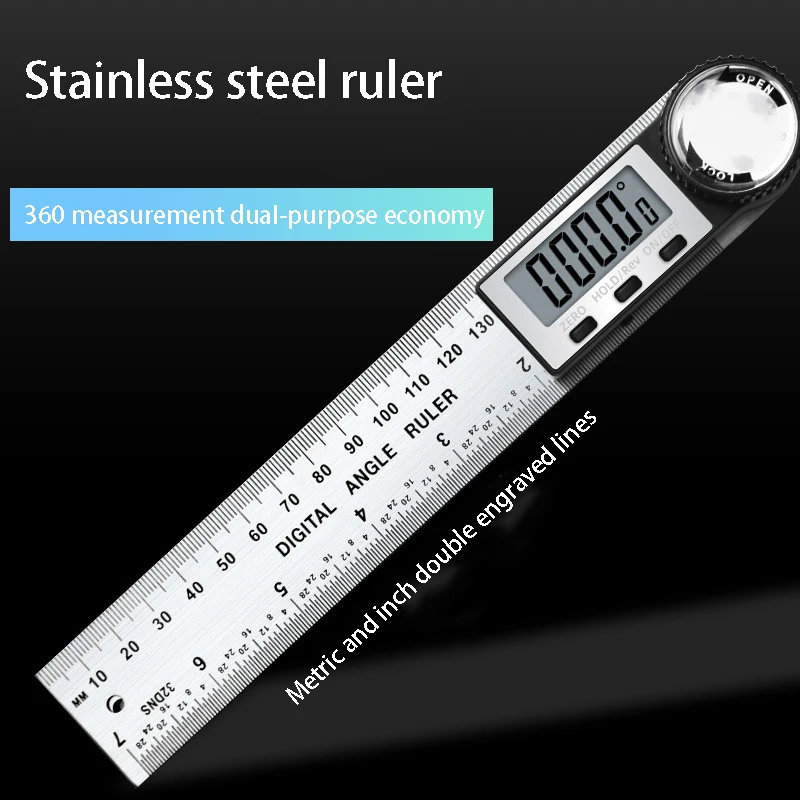 0-200/300/500mm Stainless Steel Multi Angle Measuring Tool Protractor Ruler Digital Angle Finder Ruler