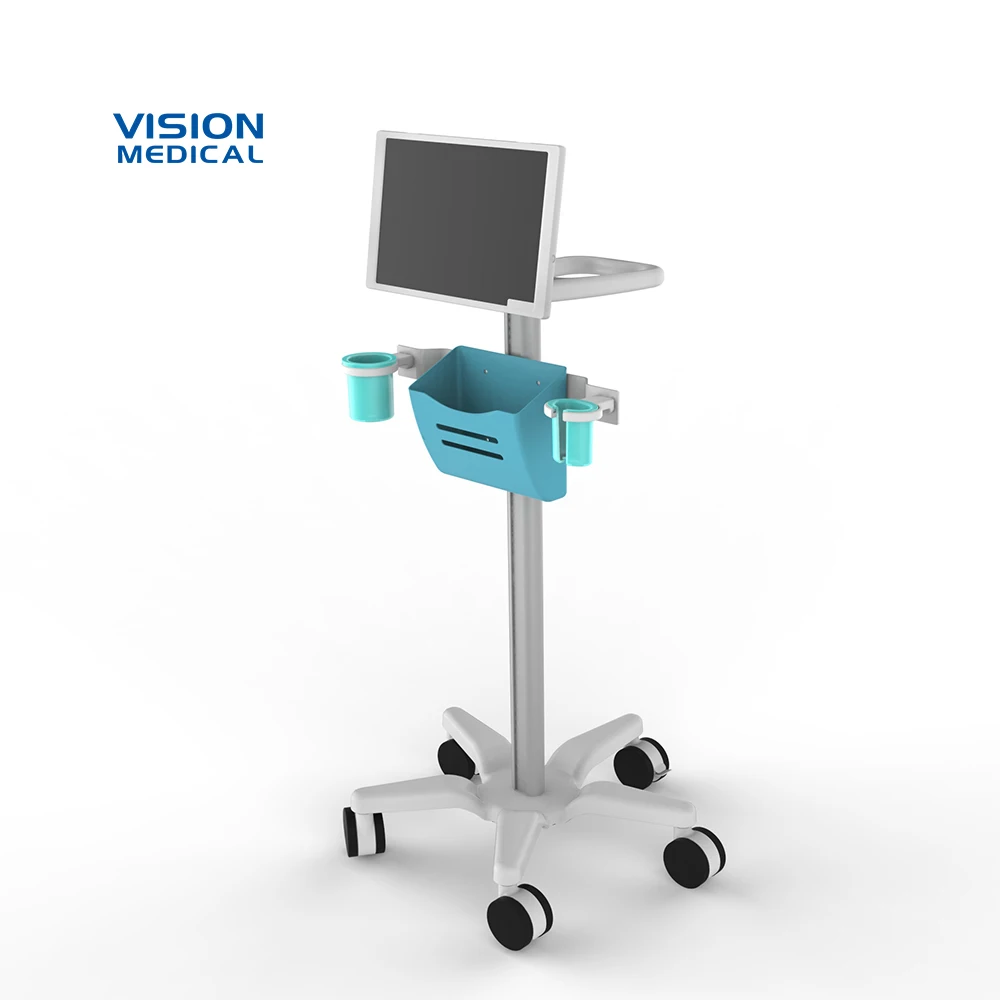 Laptop cart medical trolley vital signs monitor stand computer equipment cart casters hospital furniture ward nursing iv stand