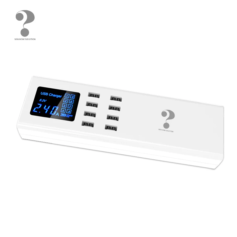 
new products 8 USB chargers LED display laptop chargers fast wall charger with charging station 