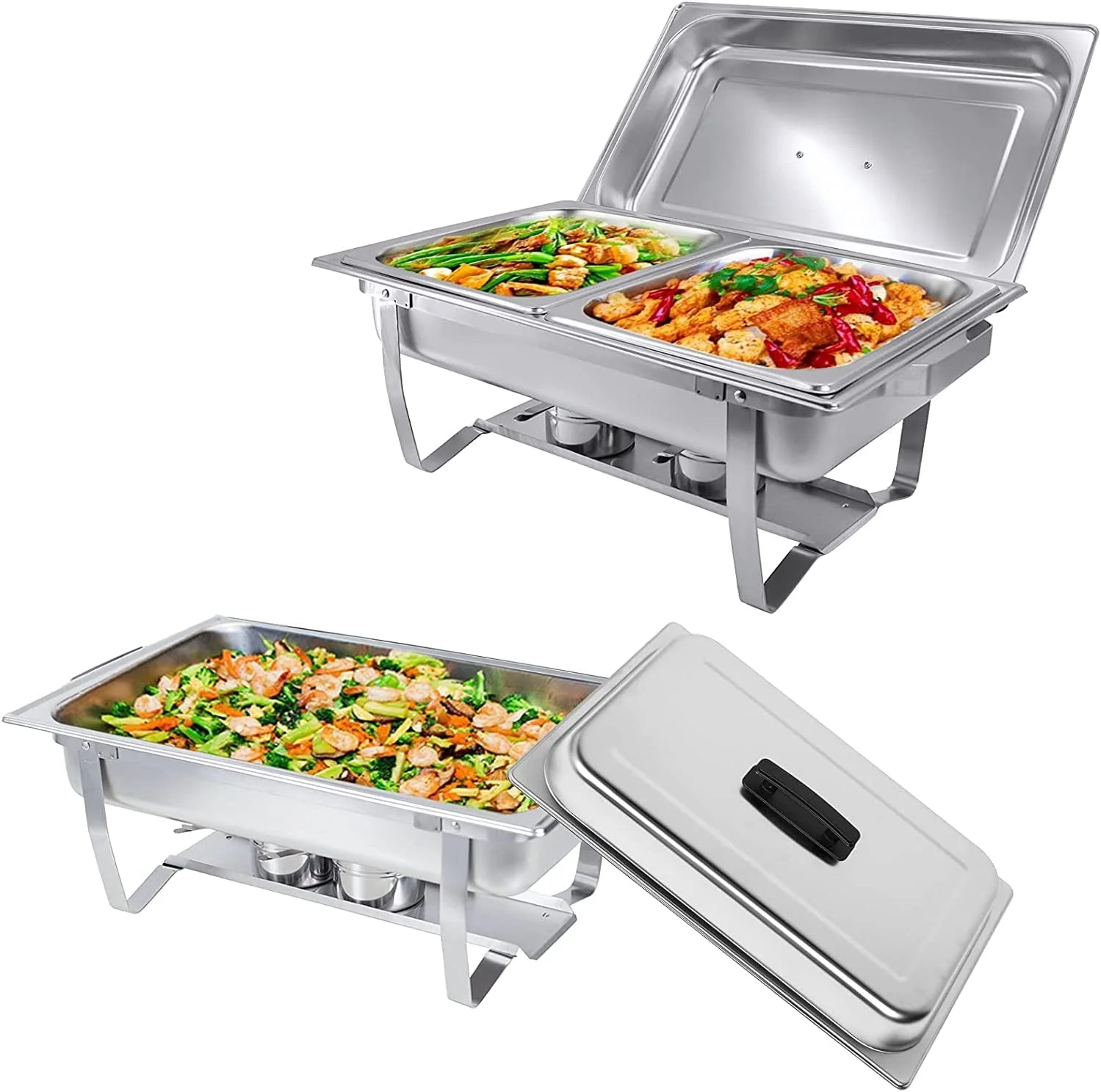 Heavybao Buffet Food Warmer Sets Stainless Steel Chaffing Dishes Sets Foldable Chafing Dishes for Catering Restaurant Hotel