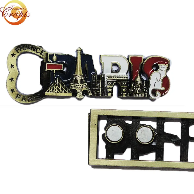 Custom eiffel tower building decorative 3D metal fridge magnets for souvenir gifts