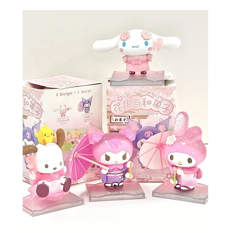 Hot-selling Sanrio CinnamorollBlossom dog and Wagashi Melody Figures Toy Flowers And Fruits blind box toy figure custom