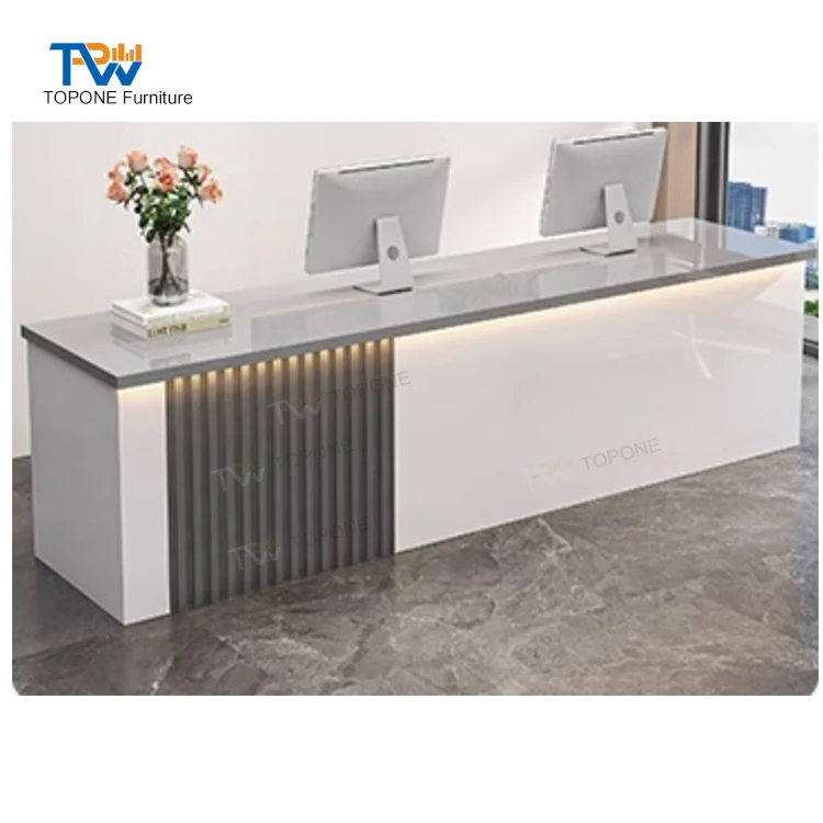 OEM ODM logo Commercial Office Furniture L shape Front Desk Counter Lobby Wood Modern Reception Table desk