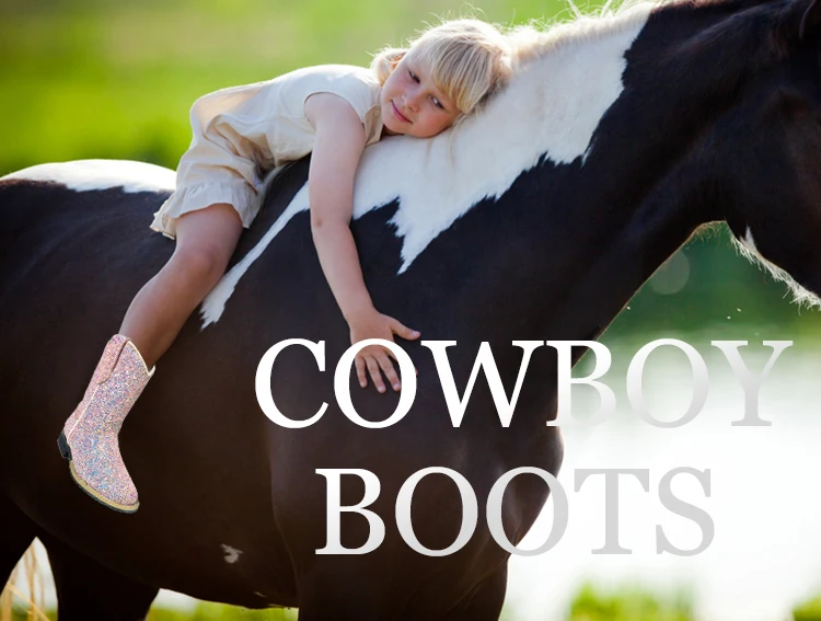 2025 оптовая продажа блестящие ковбойские сапоги для девочек удобные милые дизайнерские верховой езды детские высокого качества