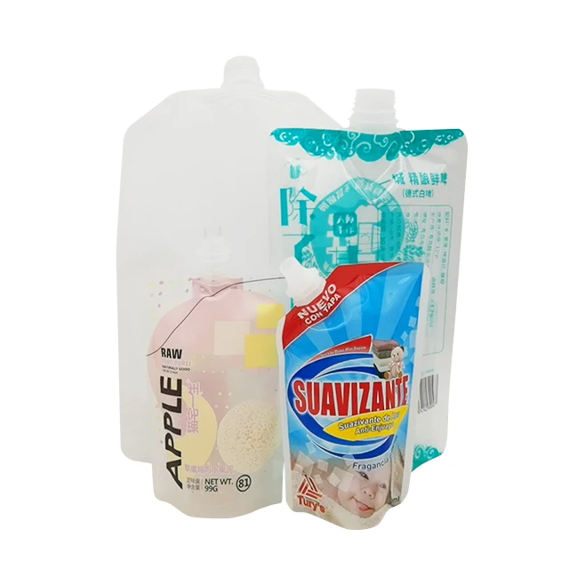 
Customized clear plastic spout flexible packaging refill soap pouch packaging beverage bags 