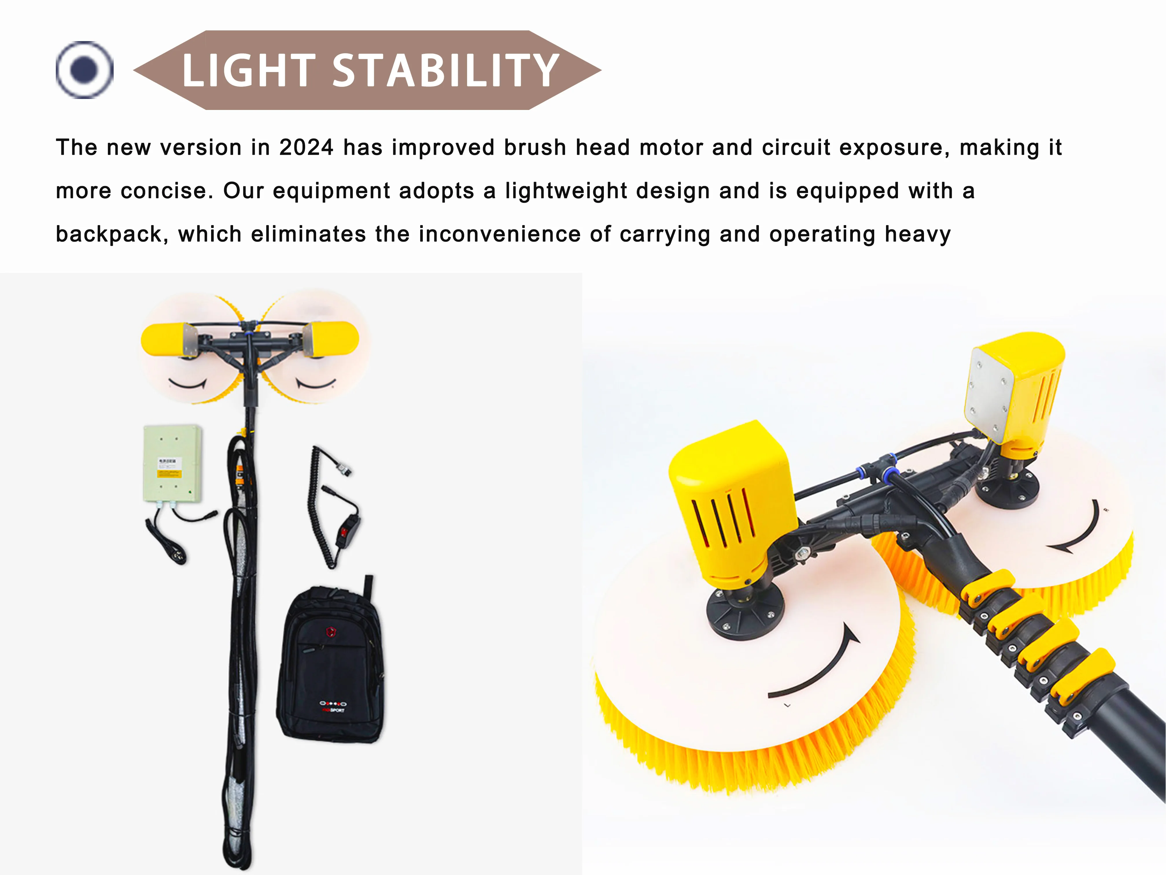 pv cleaning kit system solar washer double head brush cleaning tool equipment for pv system module clean