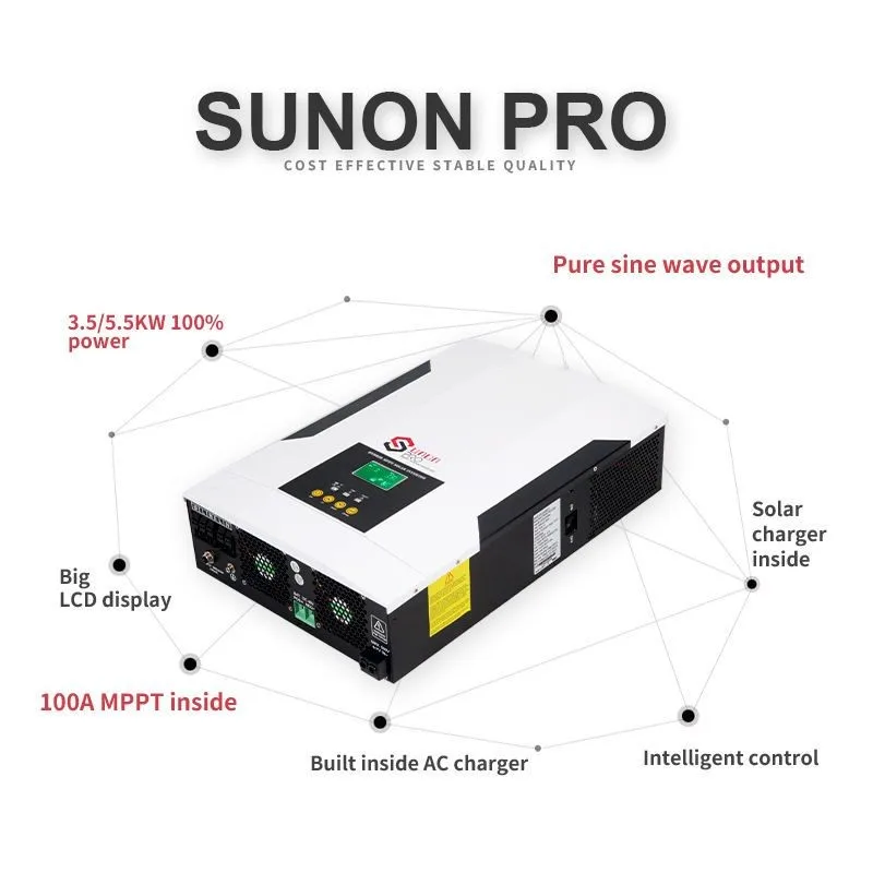 Sunon Pro 3.5Kw/24V 3Kw 100A Mppt Hybrid Solar Inverter With Ac Charger Can Running Without Battery Off Grid Inverter