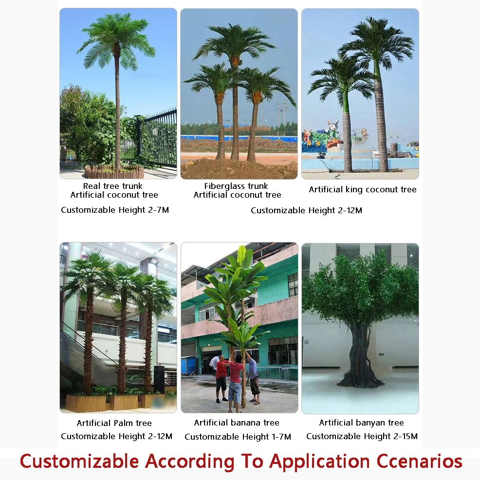 High Simulation Big Fake Leaves Plants Outdoor Large Coconut Artificial Palm Trees For Home Garden Coastal Decor 2m 3m 4m 5m 6m