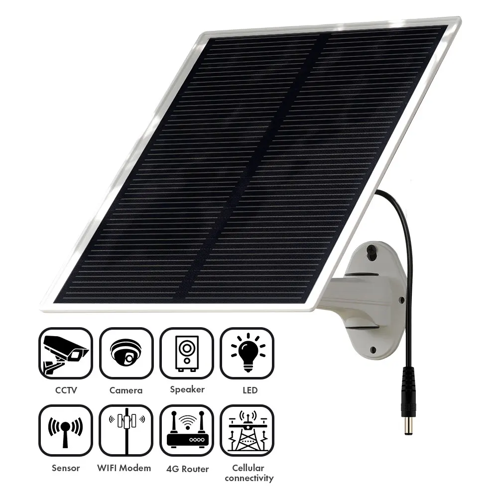 TecDeft Solar Panel Energy  Security System DC 12V/5V Output for CCTV Camera