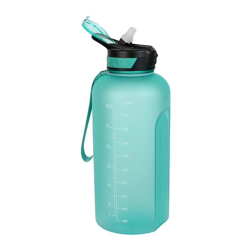 new invention gym water bottle 2.2l, 74oz motivational water bottles with time marker, bottle 2000ml bpa free for sports