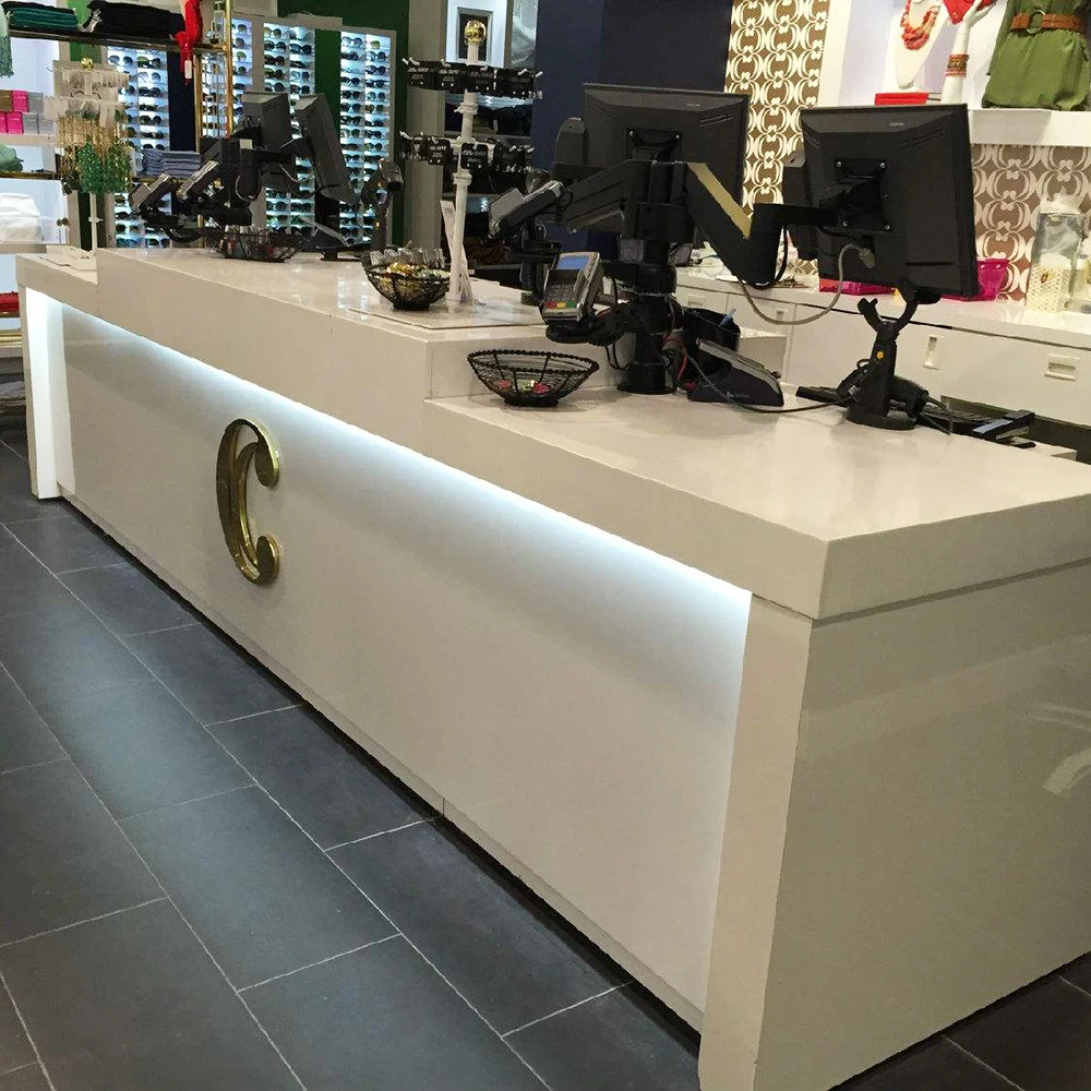 Modern Bar Counter Designed LED Lights Fixture Customized Making Shopping Mall Interior Design Wall Cabinet Kiosk Designed