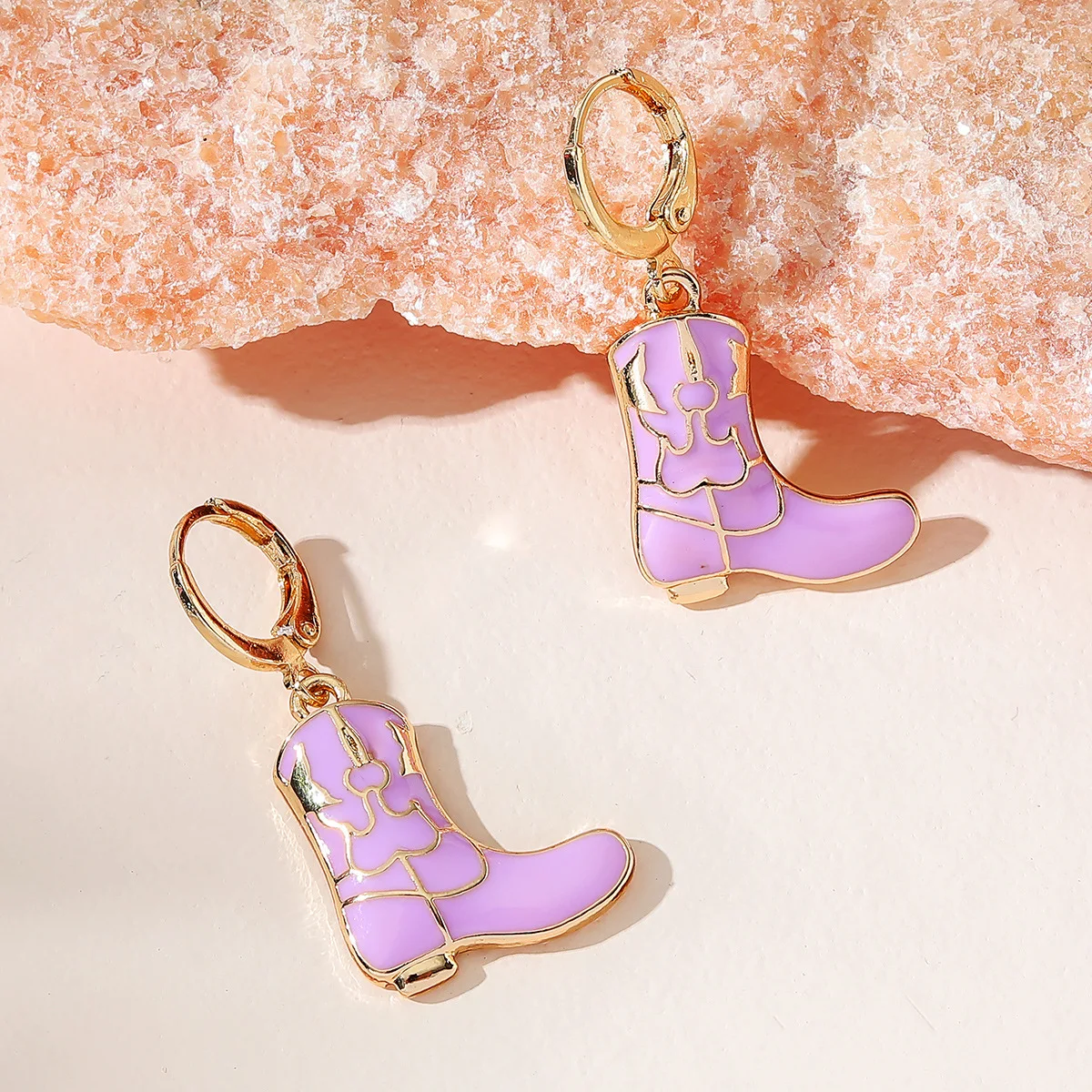 Ins fashion pink enamel accessories earring popular western cowboy oil boots earrings jewelry for women
