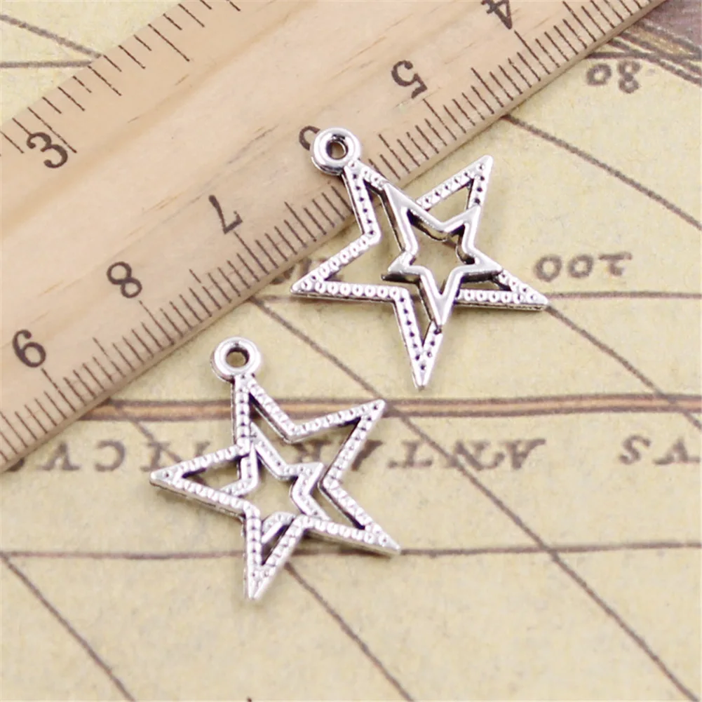 Charms star pentagram 23x20mm Handmade Making fit,Vintage Tibetan Silver Color Pendants,DIY For Bracelet Necklace