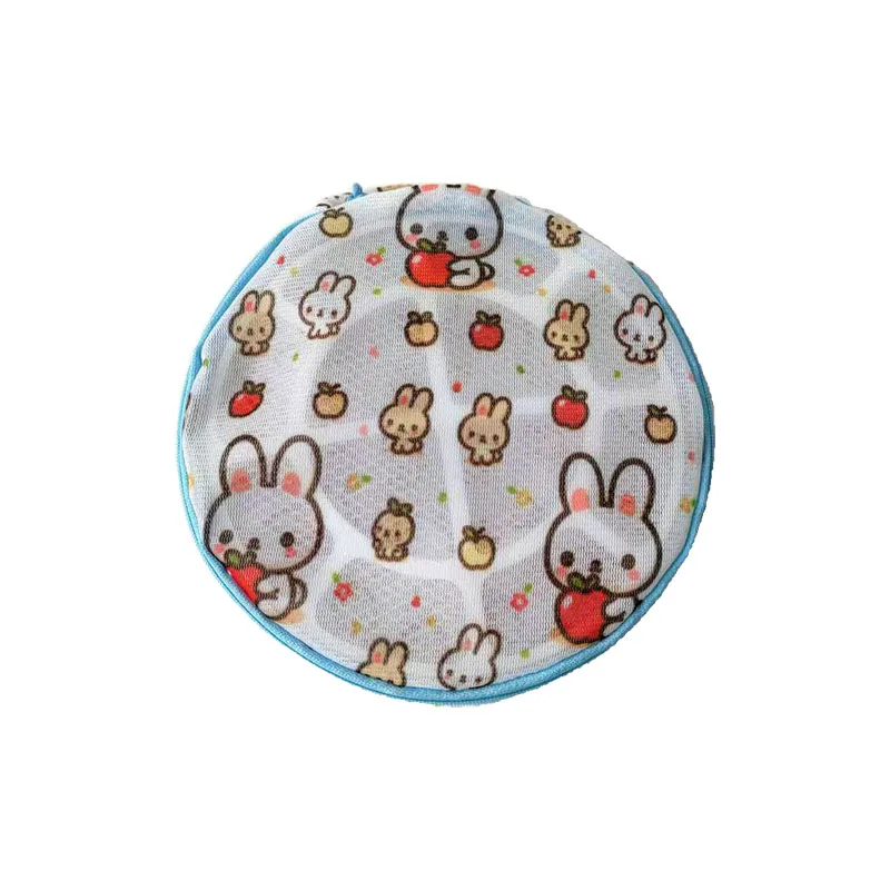 Custom Red Belt Bra Small Wash Basket Folding Rabbit Pattern Laundry Bag for Underwear for Home Use