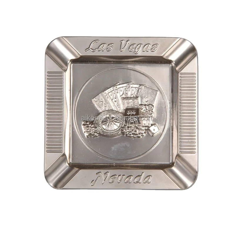 tourist souvenir antique metal ashtray with custom logo,zinc alloy metal ash tray logo,square shape metal ash tray custom