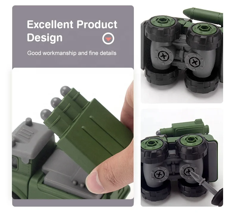 Education military combat artillery self-assembly vehicle assembled car plastic diy toys with tools