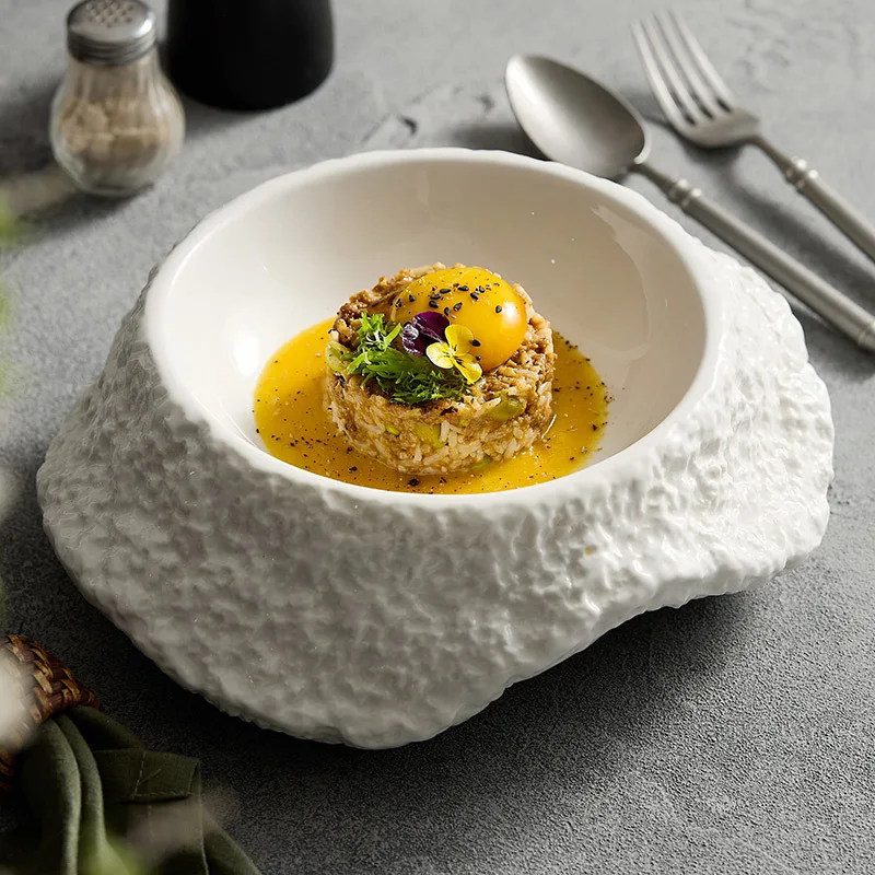 Hot Sale Custom Unique Dinner Plates Tableware Porcelana For Upscale restaurants Cheap Bulk porcelain White Oval Ceramic Plates