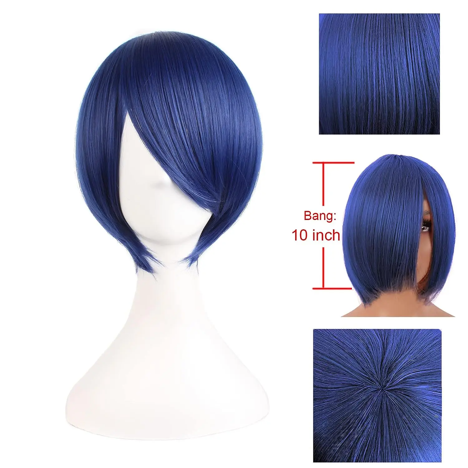 FUJIA 12 Inches\/30 cm Short Straight Cosplay Costume Wig Party Wig (Mixed Blue)