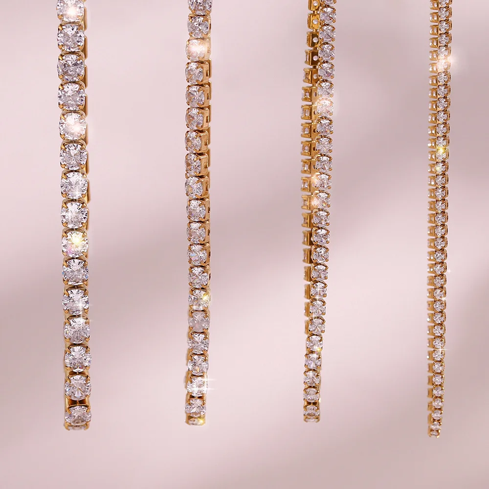 Luxury 2/3/4/5Mm Tennis Necklace Bracelet Stainless Steel Lab Diamond Moissanite Tennis Chain Necklace