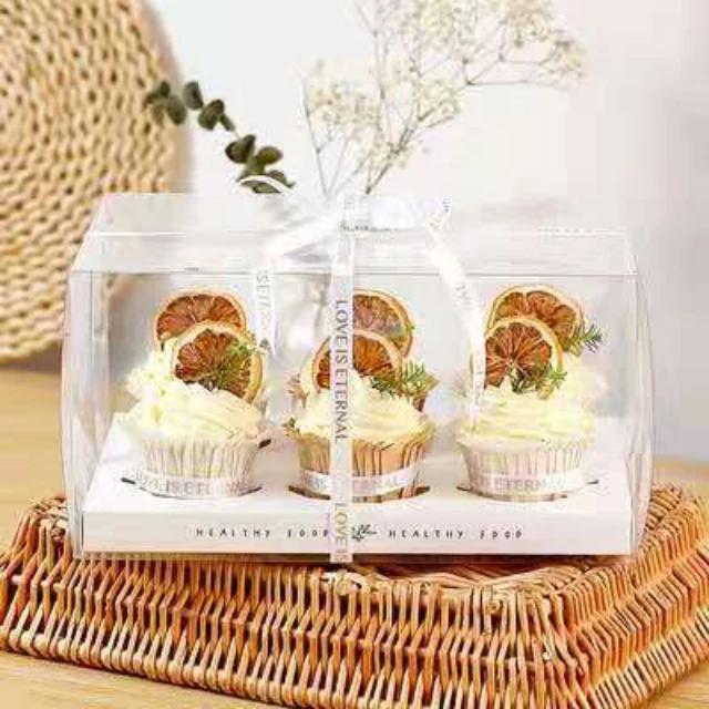 Wholesale transparent clear cupcake box 6 12 hole for cake box plastic