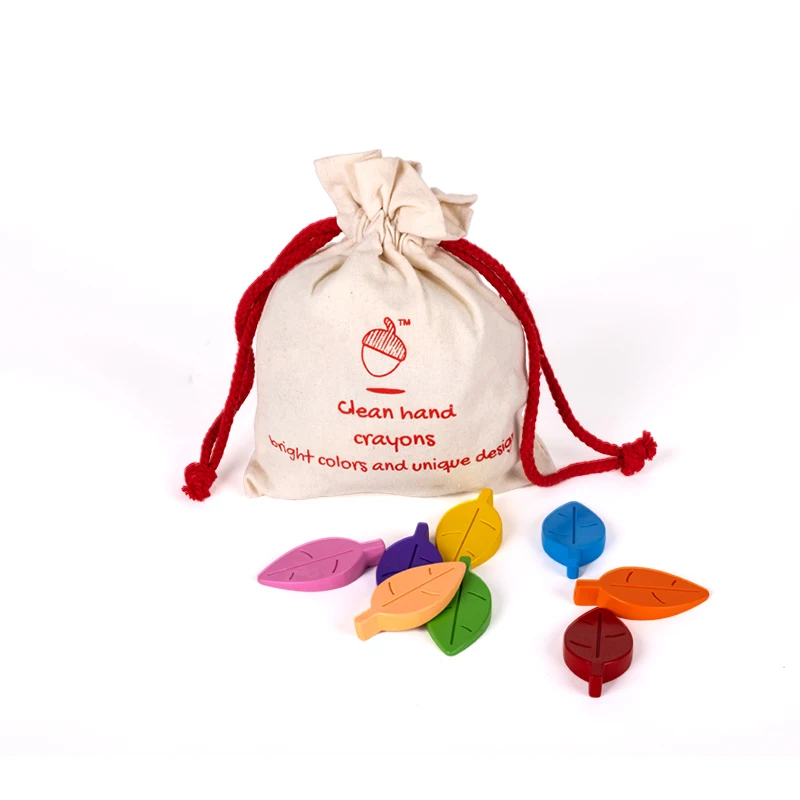 Hot Sale Custom crayons for children 25 Color Toddlers Non Toxic Crayons Bagged Wax Crayon with Leaf Shape
