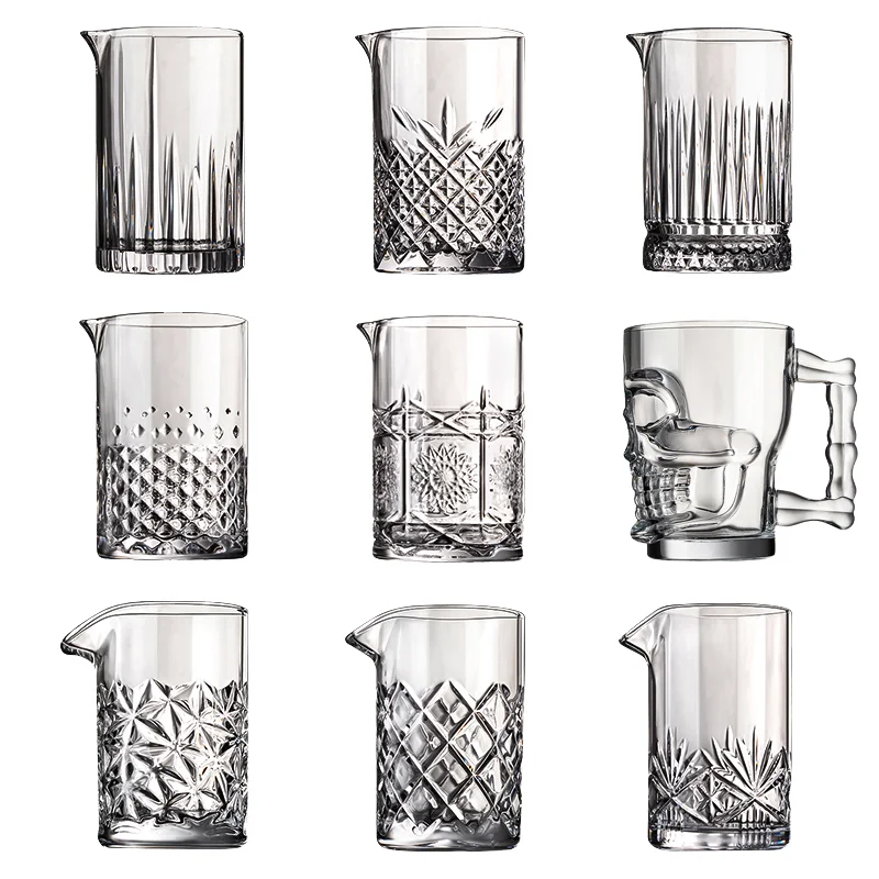 High Quality 700ml Old Fashion Crystal Cocktail Mixing Glass Unbreakable 25oz Dispenser Cocktail Stirring Glass for Bar Tools