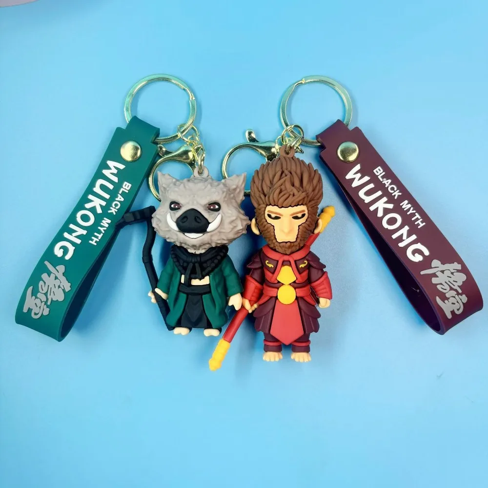 Lawingift Cheap 3D Silicone Wukong Keychain Gift Accessories Black Myth Wukong Pendant Rubber Charm Monkey King Key Rings Chains