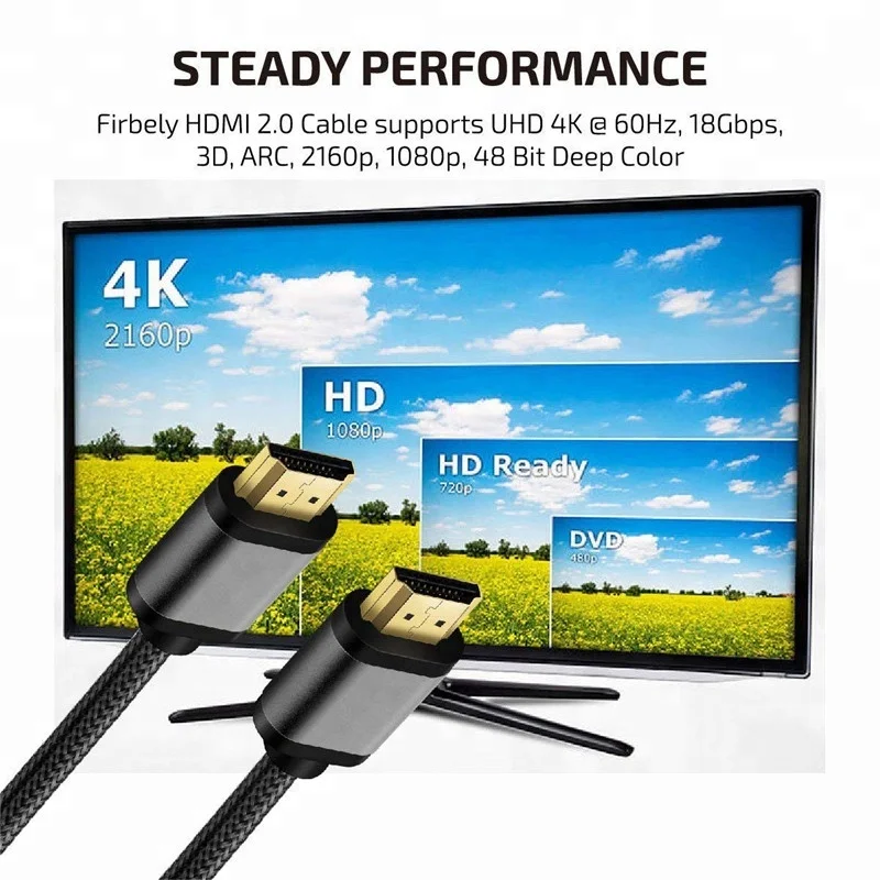 HDMI-HDMI Cable 4K Shenzhen HDMI Cable 10 Meter 12 Meter Support UHD 4K@60Hz 18Gbps 3D ACR 2160P 1080P