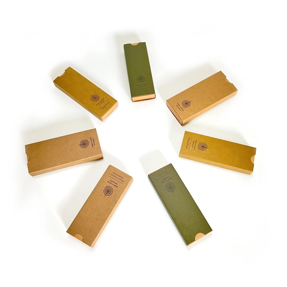 Wholesale Custom Printed Biodegradable Kraft Paper Fragrance Packaging Luxury Incense Sticks Packaging Box
