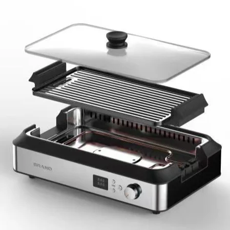 Portable Teppanyaki Grill Pan Hotpot Dual Use Electric Bbq Grill With Hot Pot
