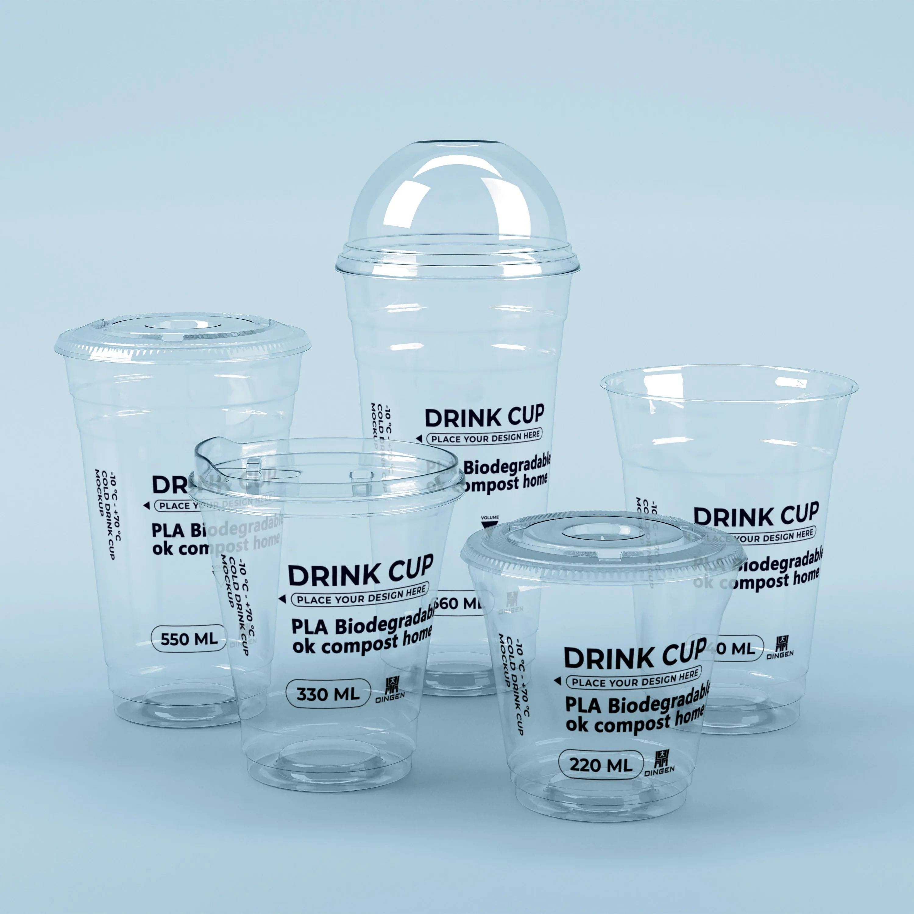 Compostable Disposable PLA Clear Cups Single Wall Style for Coffee Milk Tea Biodegradable and Eco-Friendly