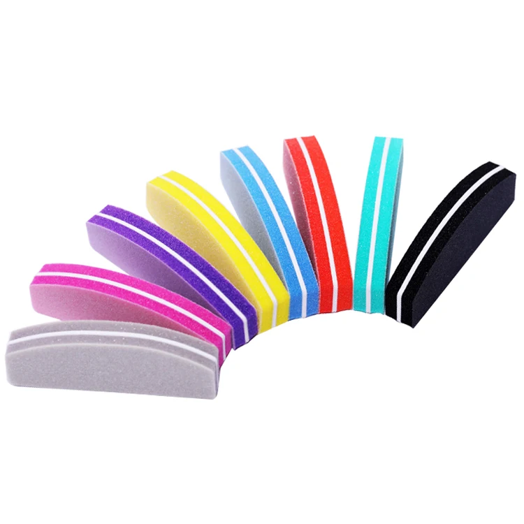 Manufacture Wholesale Professional High Elastics Sponge Nail File Disposable Mini Half Moon Sponge Nail File