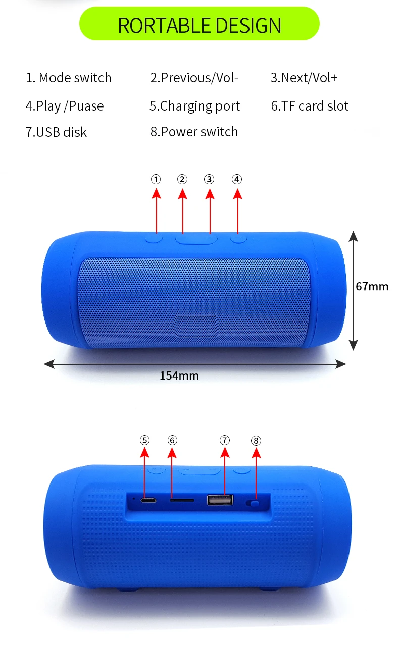 Smart Bt Speaker Portable Mini Surround Sound Bar Subwoofer 2 Loudspeaker Enclosure Bluetooth Home Speakers For Jogger Travel