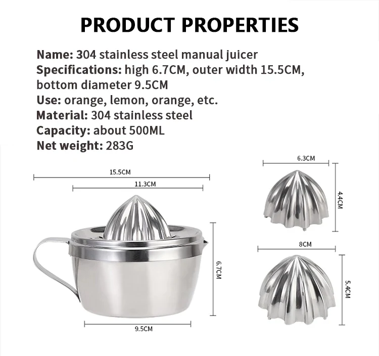 Wholesale Rust-Proof 304 Stainless Steel Lemon Orange Squeezer Juicer Machine High Quality Hand Press Tool