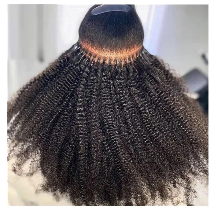 100% remy brazilian indian virgin 12a raw natural black itip human crochet tips 4B 4C 3B 3C kinky curly i tip hair extensions