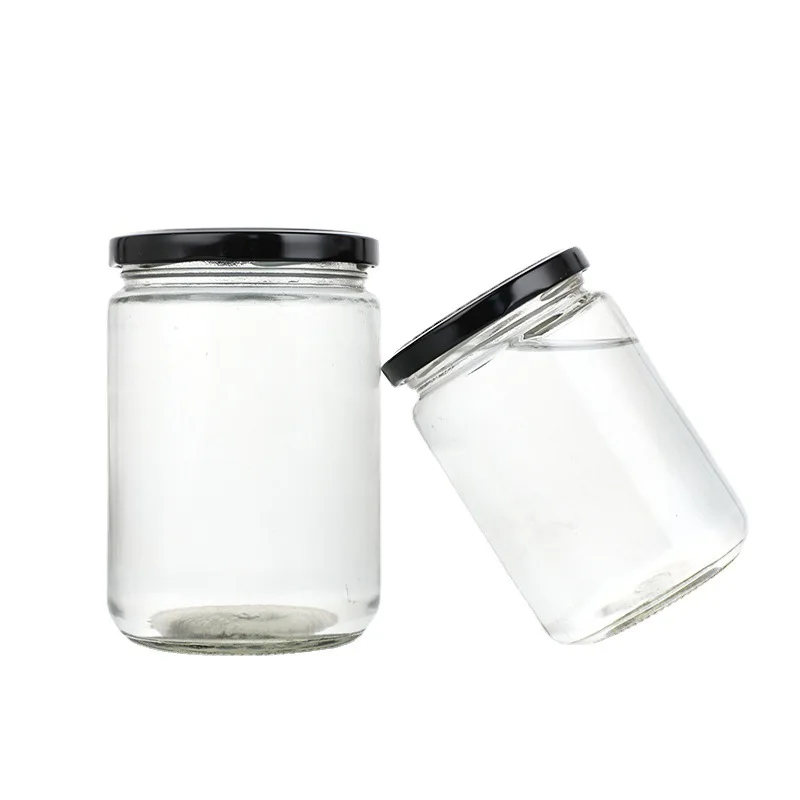Wholesale Food Glass Jars Round Empty Bottles Jam Chili Sauce Honey Glass Containers with Lid