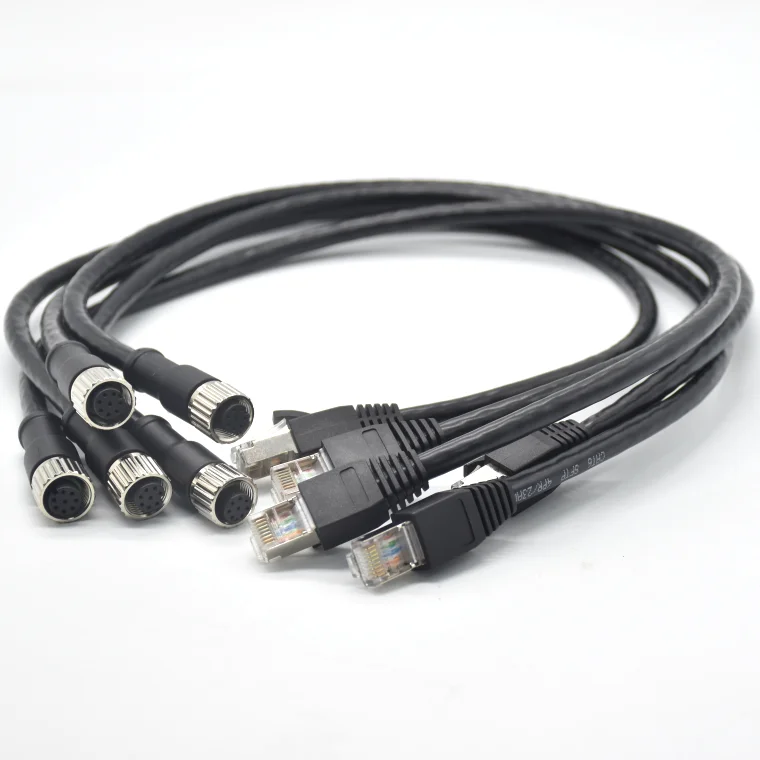 High quality manufacturers CAT6 female M12 to RJ45 cable industrial plugs M12 connector 8 pin