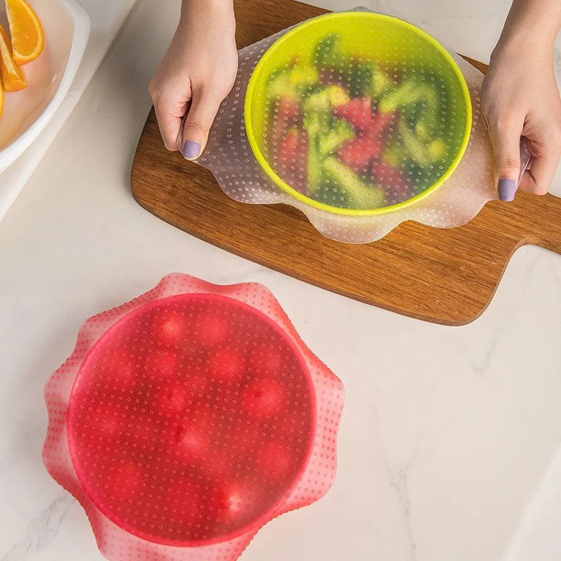 Экологичная пищевая безопасная пищевая растягивающаяся силиконовая пищевая обертка многоразовая Герметичная крышка для чаши пищевая пленка