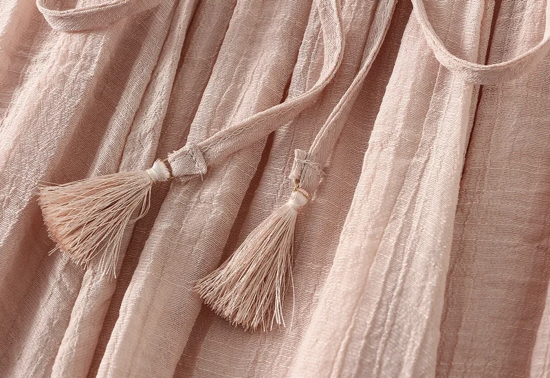 Vintage Cotton Linen double-layer Skirt for Women 2024 new Medium Long Dress Skirt