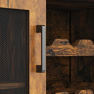 Wine Bar Rack Cabinet with Detachable Wine Rack, Coffee Bar Cabinet with Glass Holder, Small Sideboard  with Mesh Door
